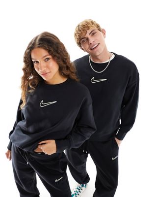Nike Midi Swoosh unisex sweatshirt in black - ASOS Price Checker