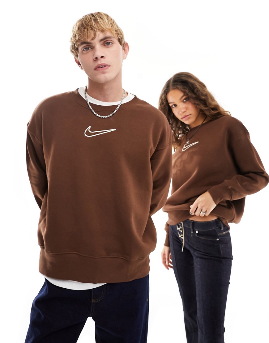 Nike Midi Swoosh unisex sweatshirt in caceo brown