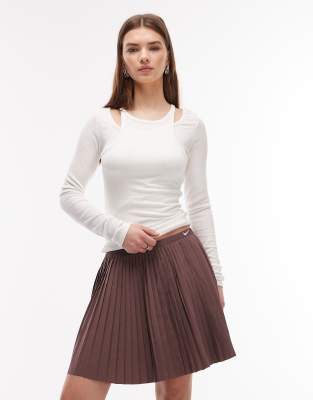 Nike - Mini-Faltenrock in Dunkellila-Brown