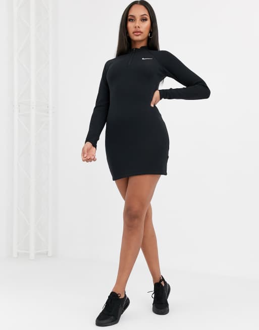 Nike Mini jurk met lange mouwen in zwart ASOS