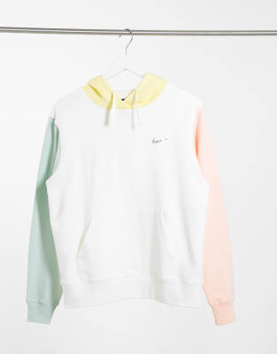 nike mini metallic swoosh oversized colour block hoodie in multi