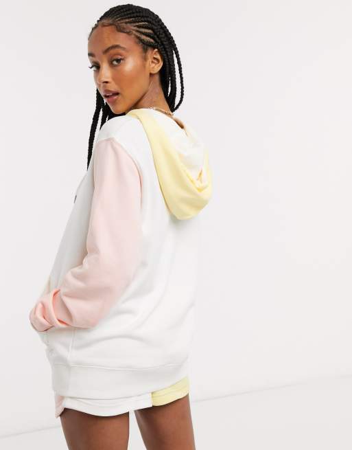 Nike mini metallic swoosh oversized colour block hoodie in multi