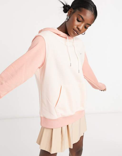 Nike mini metallic swoosh oversized colour block hoodie in tonal
