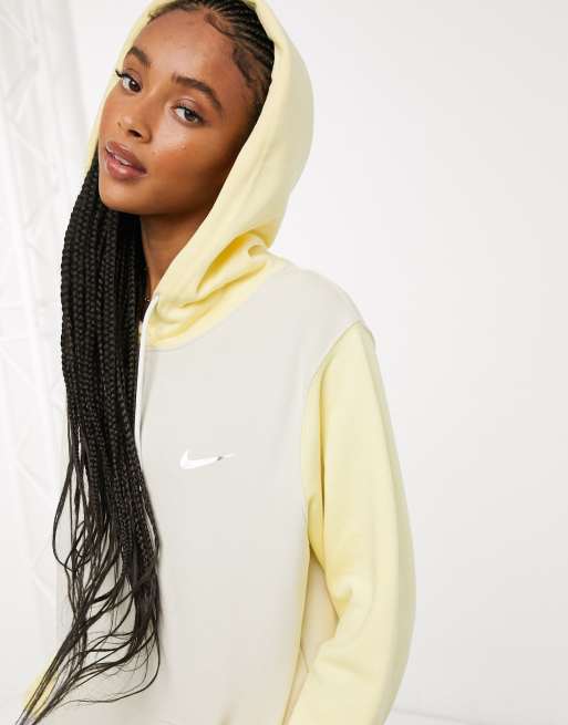 Nike mini metallic swoosh oversized colour block hoodie in tonal