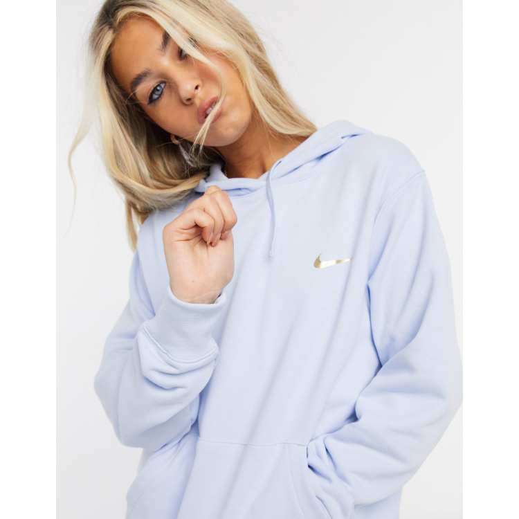 nike mini metallic swoosh oversized pastel colour block hoodie