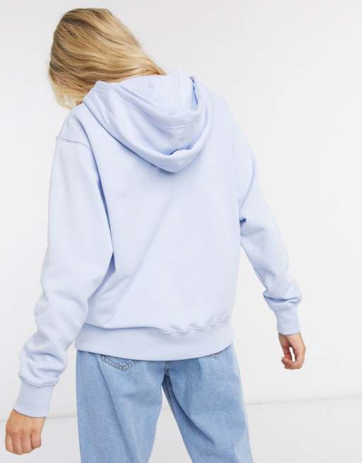 Nike mini metallic swoosh oversized pastel blue hoodie