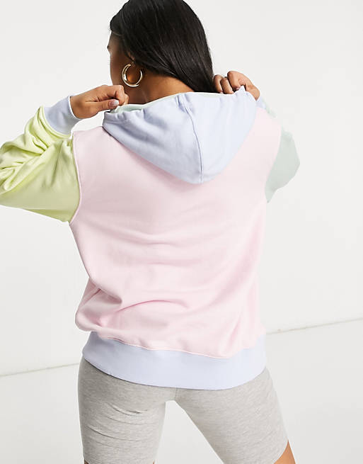 Nike mini metallic swoosh oversized pastel colour block hoodie