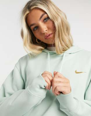 nike metallic swoosh oversized hoodie womens pastel