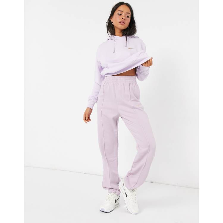 Nike mini metallic swoosh oversized purple joggers ASOS