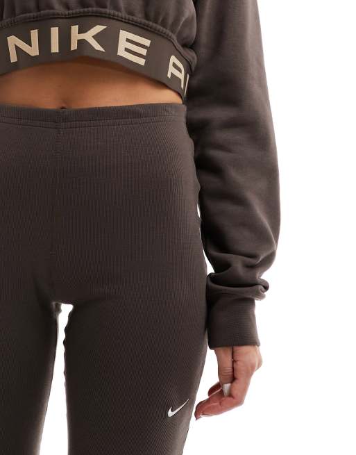 Buy Nike Brown Mini Chill Knits Ribbed Mid Rise Flared Leggings