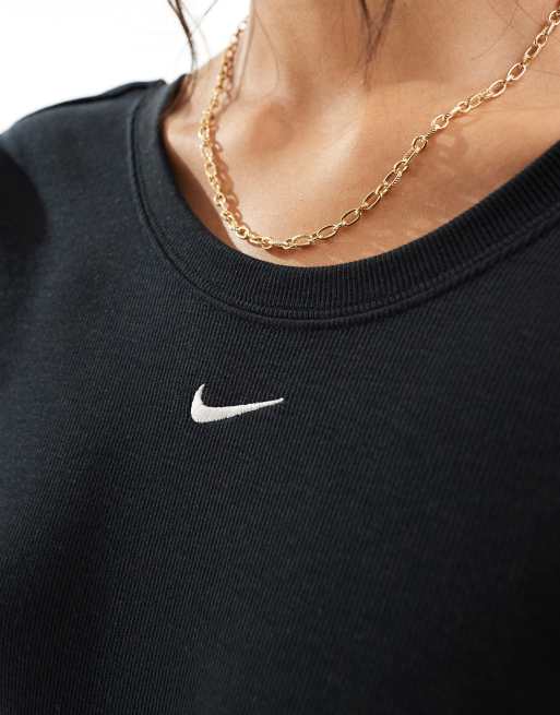 Nike mini-ribbed scoop back T-shirt in black