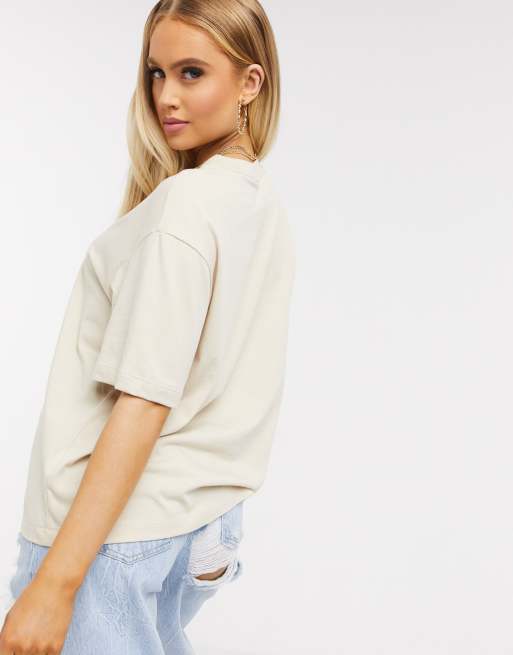 Nike mini swoosh boyfriend t shirt in oatmeal