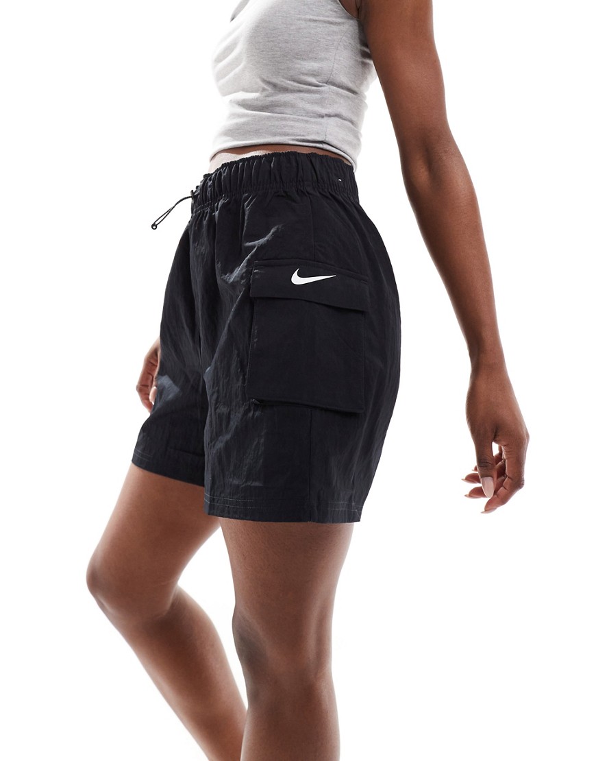 Nike mini swoosh cargo shorts in black