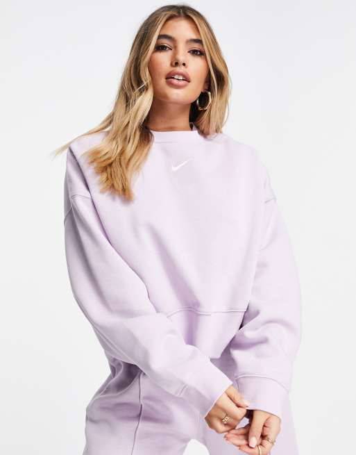 Nike mini swoosh best sale oversized cropped purple sweatshirt