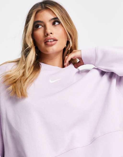 Nike mini swoosh cropped fleece sweatshirt in lilac