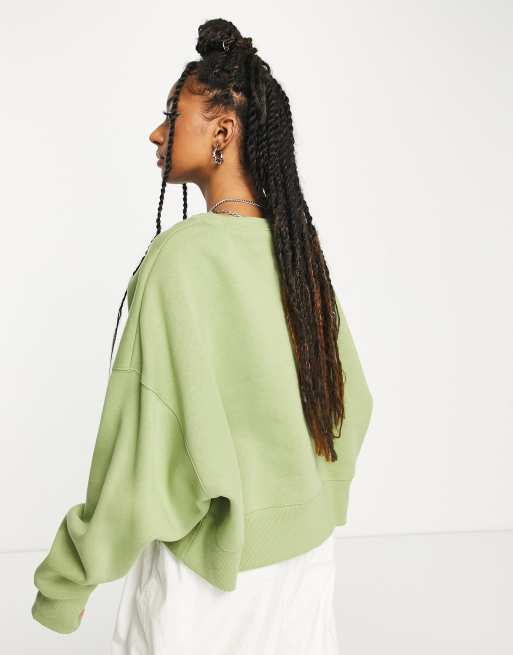 Nike mini swoosh oversized cropped yellow sweatshirt hotsell