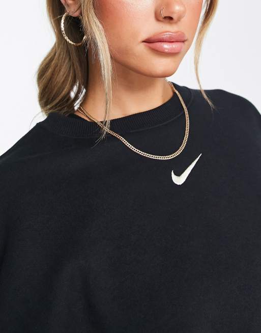 Nike mini swoosh oversized cropped black sweatshirt new arrivals