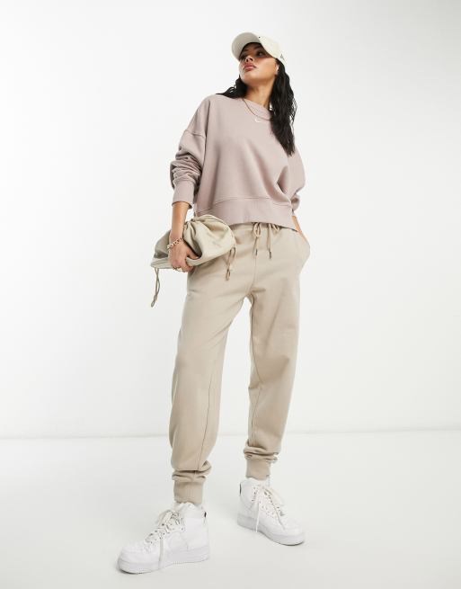 Nike Mini Swoosh extra oversized crop sweatshirt in taupe