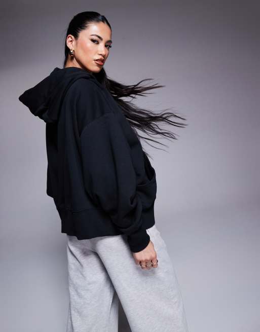 Nike mini swoosh best sale oversized cropped black sweatshir