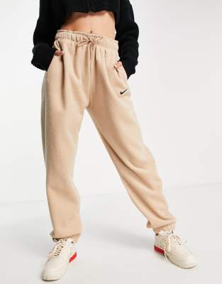 Nike mini swoosh oversized light beige sweatpants sale