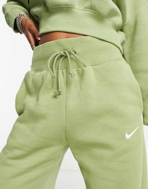 Nike mini swoosh high rise wide leg joggers in pink