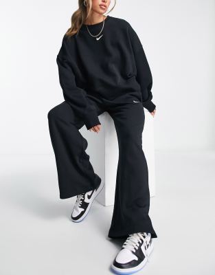 nike black wide leg high waist joggers