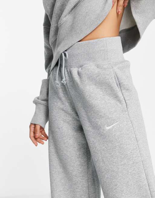 Nike Mini Swoosh High Waisted Wide Leg Trackies in Black