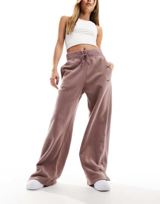 Nike mini swoosh high waisted joggers in purple- STONE