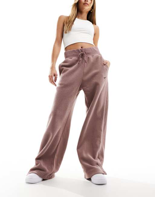 Nike mini swoosh high waisted joggers in smokey mauve ASOS