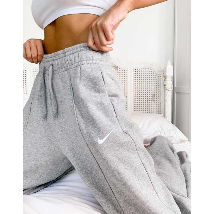 Nike mini swoosh high waisted wide leg joggers in red new arrivals