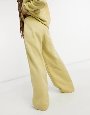 nike mini swoosh high waisted wide leg joggers in black