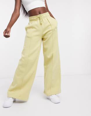 Nike Mini Swoosh High Waisted Wide Leg Sweatpants In Olive Green beige ModeSens