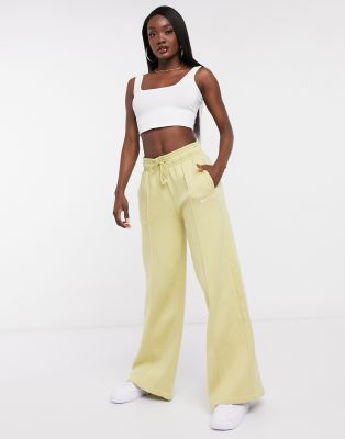 nike wide leg high waisted yellow joggers