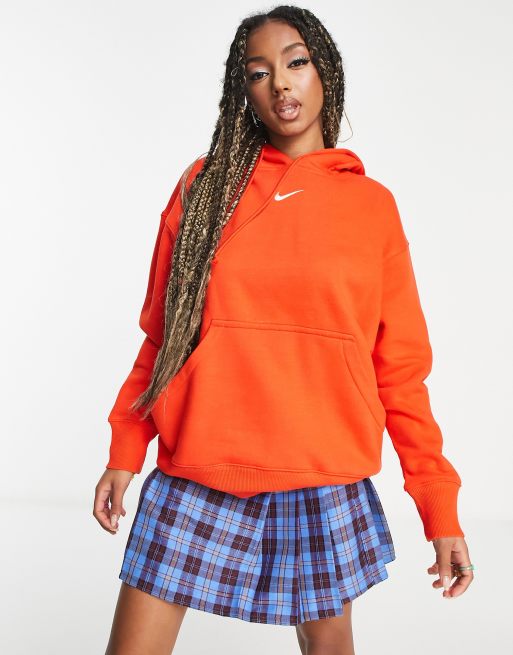 Nike animal print shop swoosh crop hoodie red