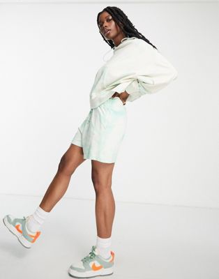 Nike mini swoosh jersey shorts in mint green tie dye