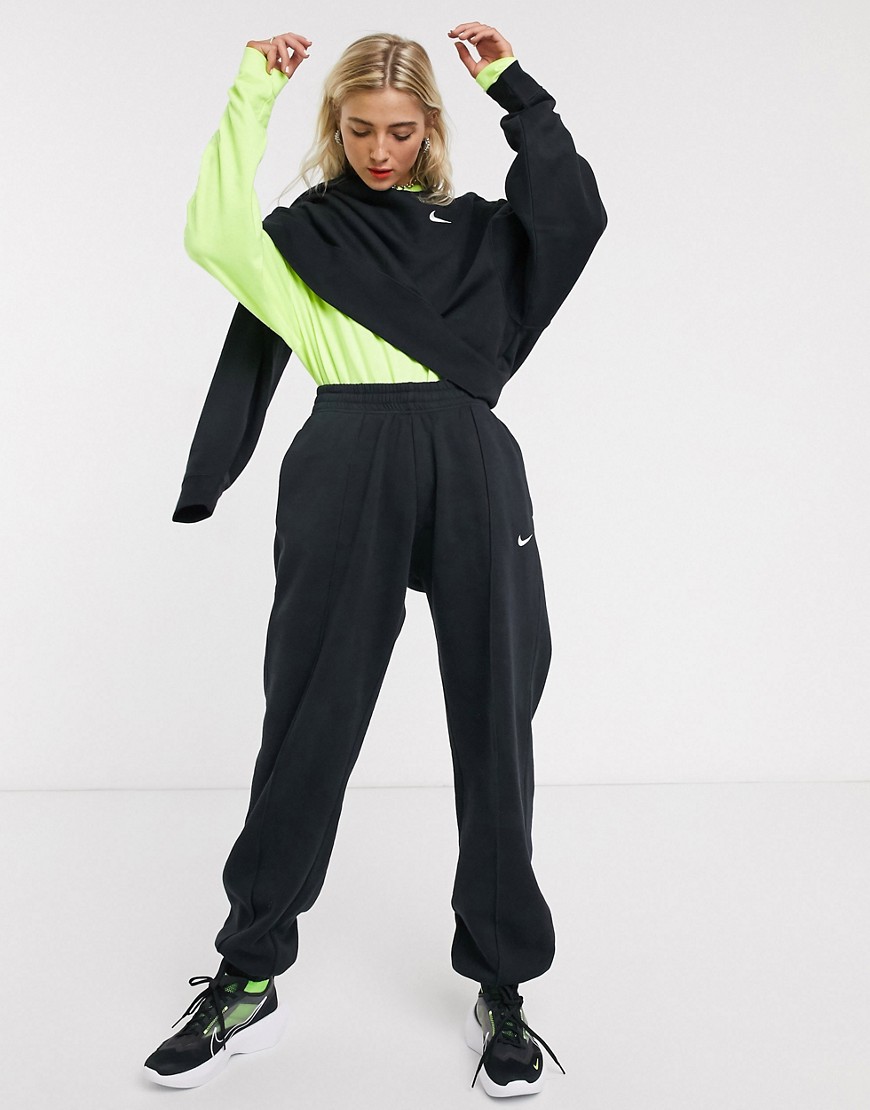 Nike mini Swoosh oversized black joggers