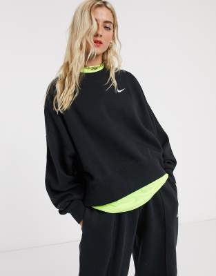 nike mini swoosh oversized boxy sweatshirt in yellow