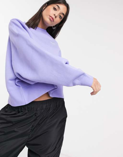 Nike mini swoosh online oversized boxy sweatshirt oatmea