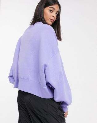 nike mini swoosh oversized boxy purple sweatshirt