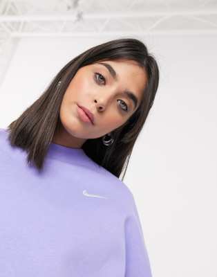 nike mini swoosh oversized boxy purple sweatshirt