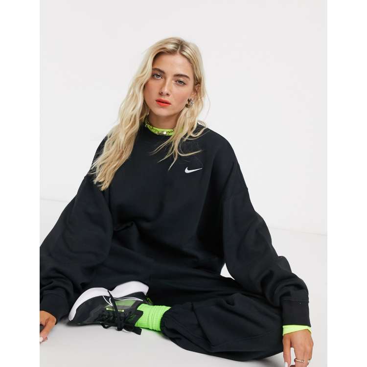 Nike mini swoosh discount oversized sweatshirt in oatmea