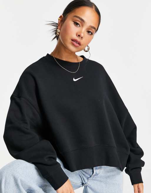 Beschrijven Koel Metalen lijn Nike mini Swoosh oversized boxy sweatshirt in black | ASOS