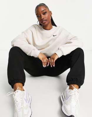 Nike mini Swoosh oversized boxy sweatshirt in desert sand