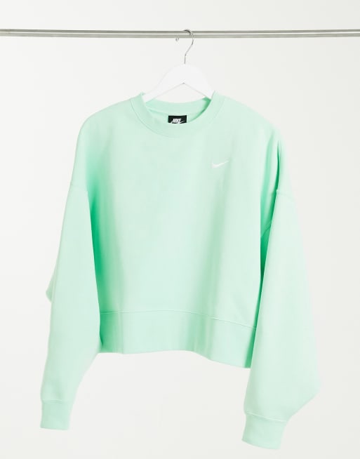 Nike Mini Swoosh Oversized Boxy Sweatshirt in Natural