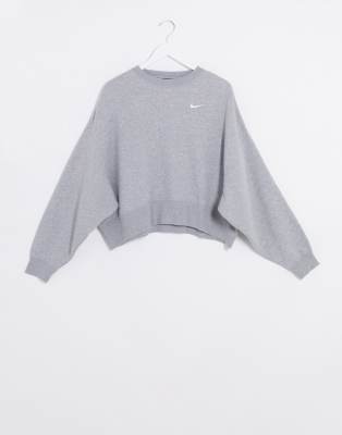 nike grey mini swoosh oversized sweatshirt