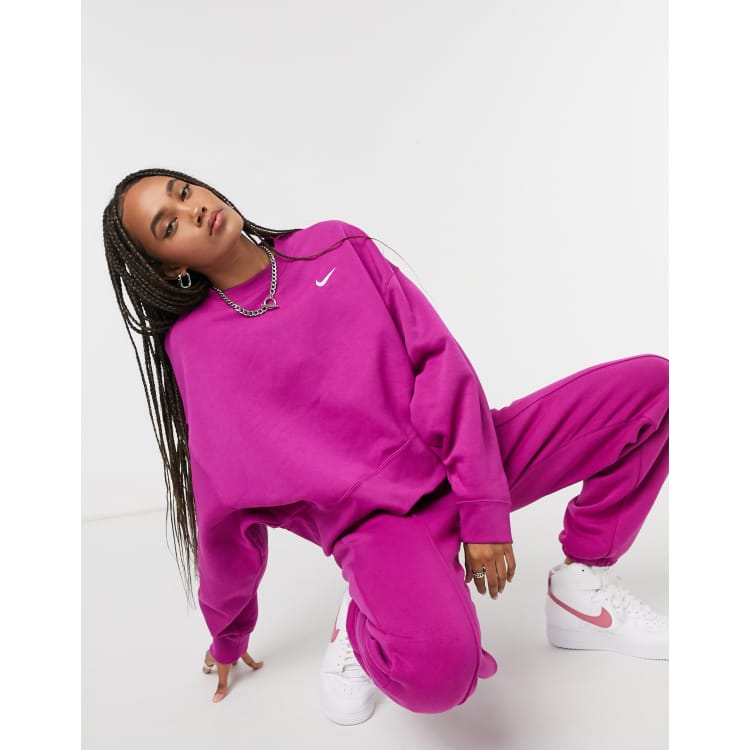 Nike mini swoosh oversized boxy sweatshirt in purple ASOS