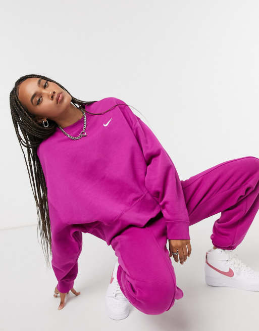 Nike mini swoosh oversized joggers in purple, ASOS