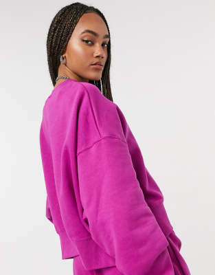 nike mini swoosh oversized boxy purple sweatshirt