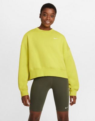 Nike mini Swoosh oversized boxy sweatshirt in yellow - ASOS Price Checker