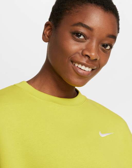 Nike mini Swoosh oversized boxy sweatshirt in yellow ASOS